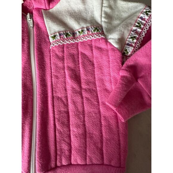 Royal Heir zip up hooded sweatshirt jacket pink white girls eyelet vintage 3T - Picture 4 of 7
